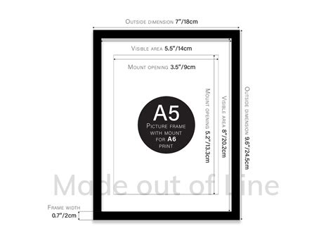 A5 Black Picture Frame A5 Frame With Mount for A6 Print - Etsy