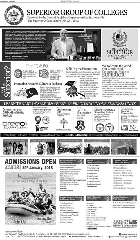 Superior Group Of Colleges Admission 2018 Apply Online Registration