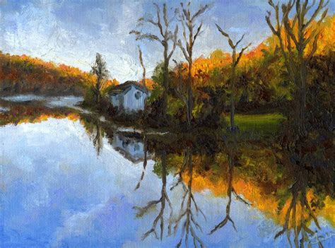 Glowing Mountain Tops | Reflection Lake | Landscape Sky Original Oil ...