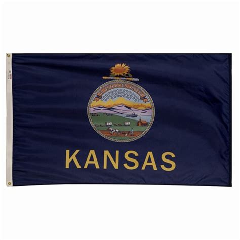 Kansas State Flag 3x5 Feet Spectramax Nylon by Valley Forge Flag 35232160 - FORTISVEX