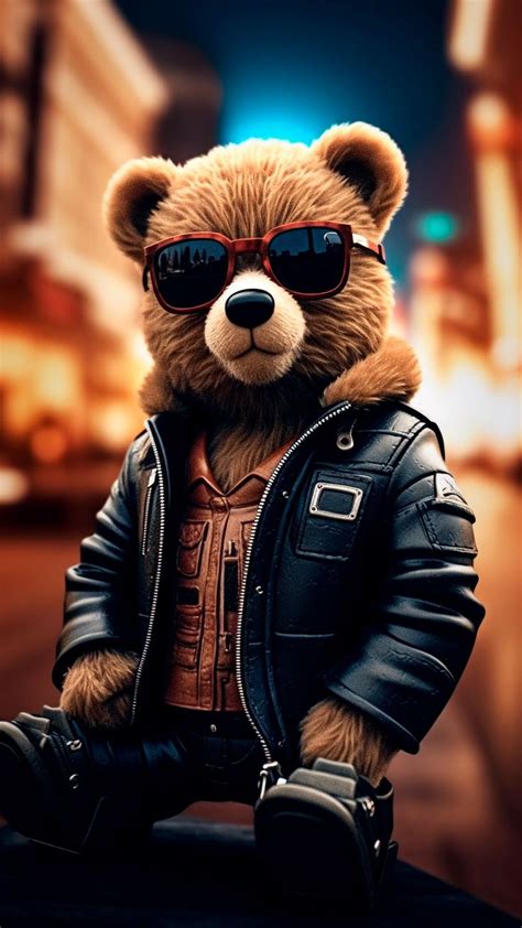 Free background 4k, hd wallpaper bear, sunglasses, jacket, style, cool ...