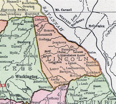 Lincoln County, Georgia, 1911, Map, Lincolnton, Chennault, Leverett, Leathersville