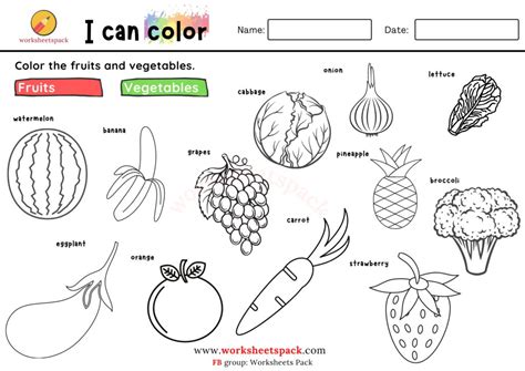 Printable Fruits and Vegetables Coloring Pages for Kids - worksheetspack