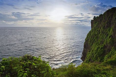 Sunset from the Pura Uluwatu Temple on Bali Stock Image - Image of ...