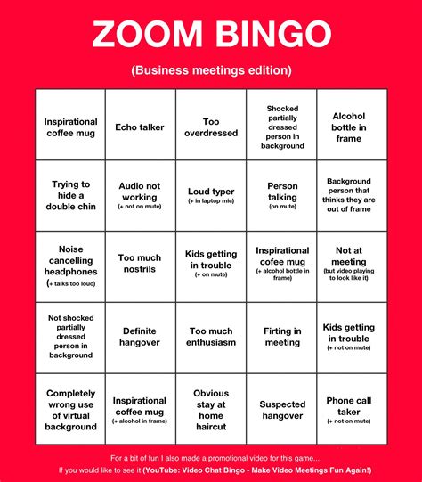 Zoom Meeting Bingo