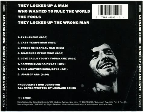 Leonard Cohen Songs of Love and Hate CD