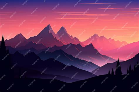 Premium AI Image | Mountain landscape at sunset illustration of a ...