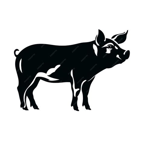 Premium AI Image | A silhouette black and white pig standing on a white ...