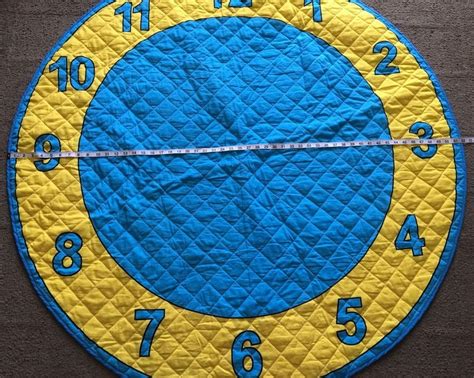 Big Comfy Couch Quilted Clock Stretch Rug Mat Rare Yellow and Blue | #1812671598