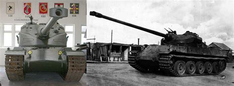 French heavy tanks AMX-50-120 on the left and the AMX-50-100 on the ...