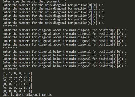 Tridiagonal matrix in python - GeeksforGeeks