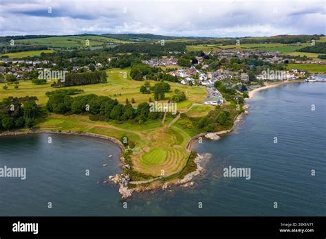 Aerial view of Aberdour Golf Course and village of Aberdour in Fife, Scotland, UK Stock Photo ...