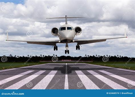 Close Up of a Private Jet Landing Stock Photo - Image of fast, plane: 63468574