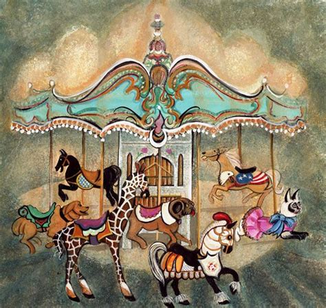 "The Carousel" by P Buckley Moss. Paper Giclee. Published 2015. Image Size: 10-1/4 x 10-7/8 ins ...