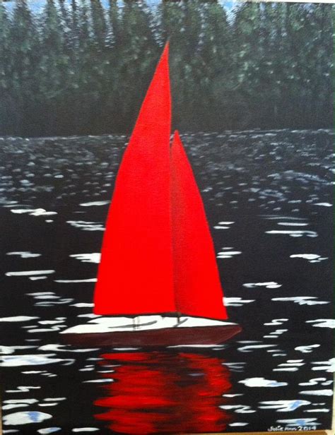 Red Sails in The Sunset Painting by Failend Anya O'Shea - Fine Art America