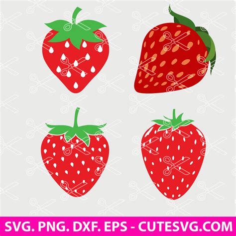 Strawberry SVG | Strawberry SVG Bundle | Fruit SVG | PNG | DXF | EPS | Cut Files for Cricut and ...