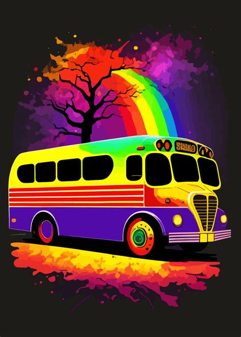 'Rainbow School Bus' Poster by Arthur Yosh | Displate