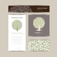 Business cards template with stylized tree N6 free image download