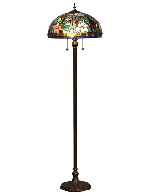 62" Vibrantly Colored Tiffany Floor Lamp with Round Base - Walmart.com