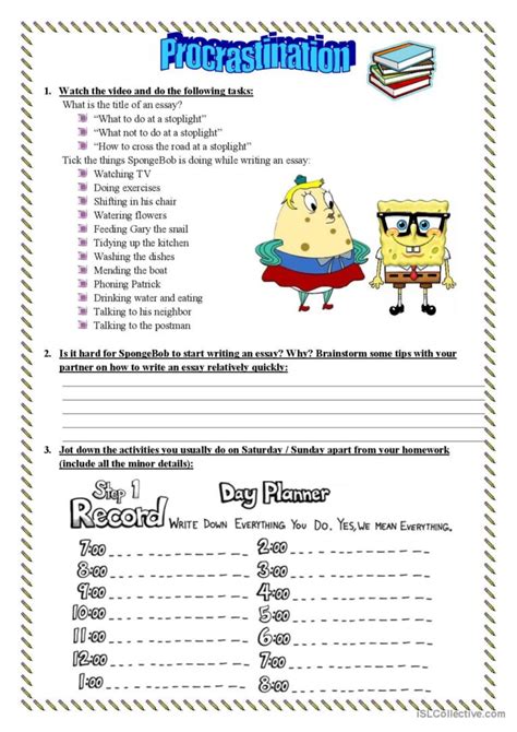 A Lesson on Procrastination / Tim…: English ESL worksheets pdf & doc