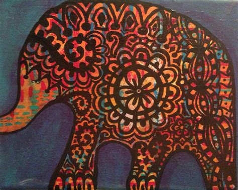 Just finished this elephant with some zentangle-like patterns ...