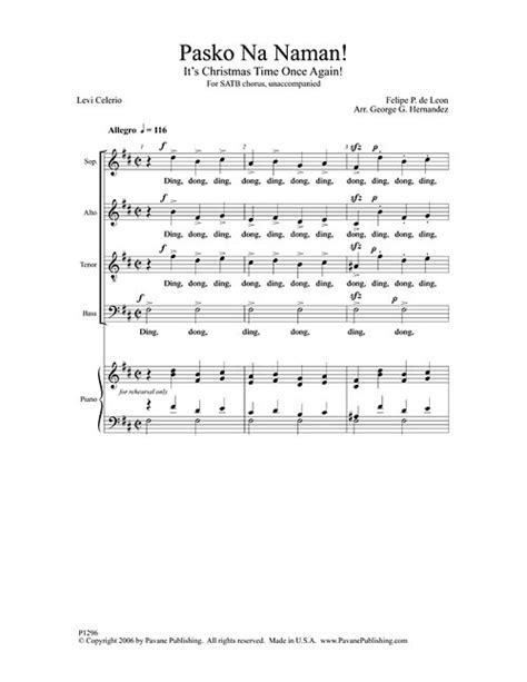 Pasko Na Naman Sheet Music by Celerio/De Leon (SKU: 08301776) - Stanton's Sheet Music