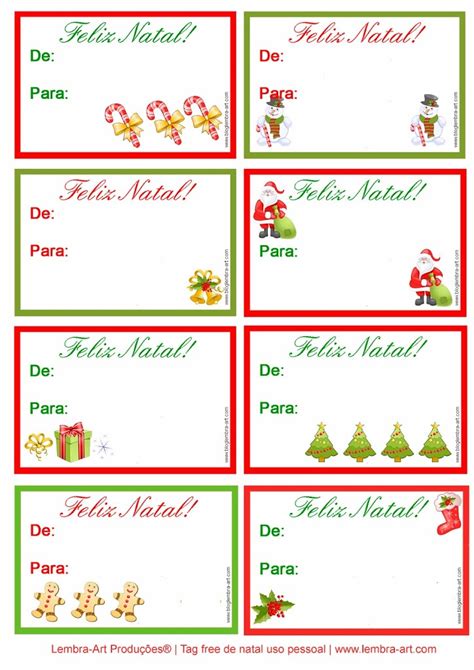 Tag de natal printable - Free Para imprimir e recortar