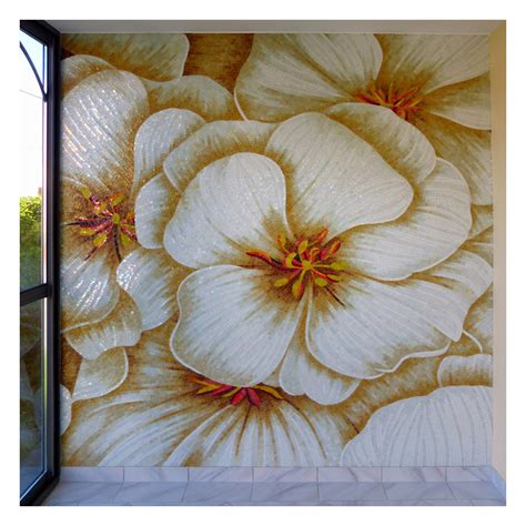 Simple big flower pattern mosaic tile easy design for wall art decor ...