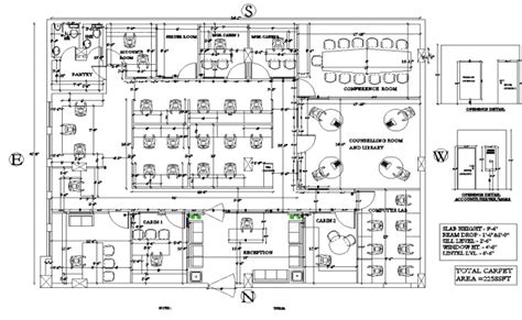 Drawing of office with 54'1'' x 41'8'' with Opening details in dwg file ...