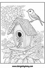 BirdHouse Coloring Pages For Adults  ColorfulFam Free & Premium sketch template
