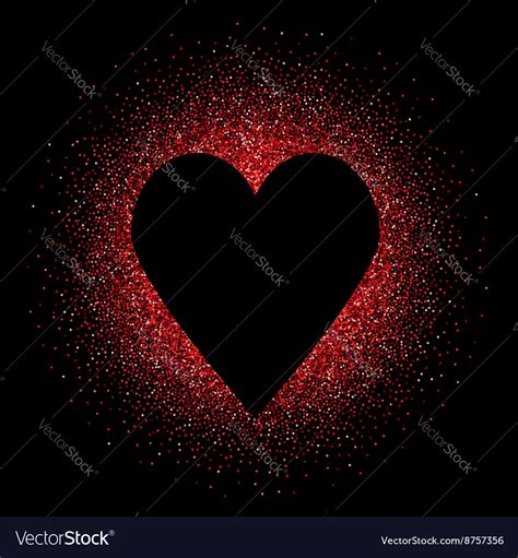 Black heart on the red glittering background Vector Image