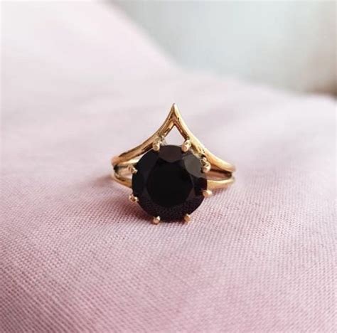 Black Obsidian Ring, Gemstone Ring, Brass Ring, Handmade Ring, Boho Ring, Obsidian Ring, Gift ...