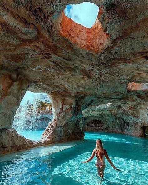 Natural cave pool Follow @travelbydesign_ for more daily travel! Tag someone youre taking ...