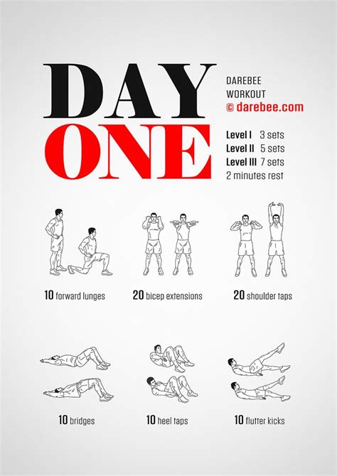 Day One Workout | Workout, Fitness workout for women, Calisthenics workout