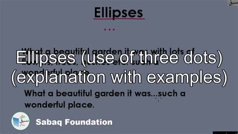 Ellipses (use of three dots) (explanation with examples), English Lecture | Sabaq.pk - YouTube