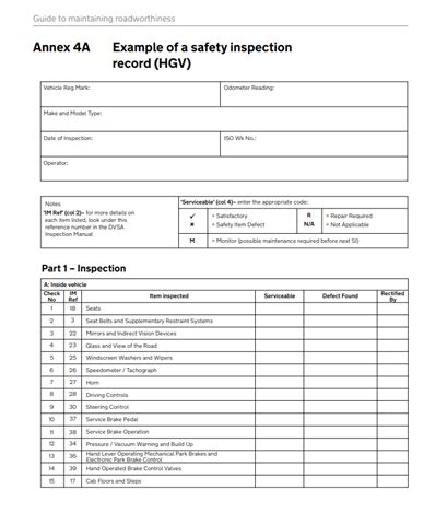 HGV 6-week Inspections | MHF