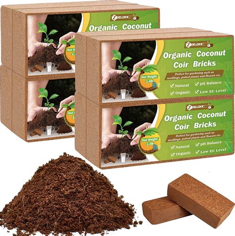 ZeeDix Organic Coco Coir Brick Blocks, 8 Pcs, Dirt Fiber for Gardening Herbs & Plants - Walmart.com