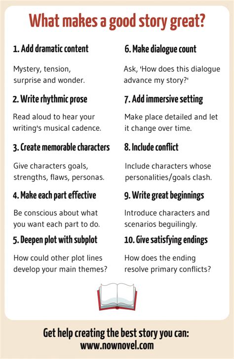 What Makes a Good Story? 10 Elements | Now Novel | Writing tips, Book ...