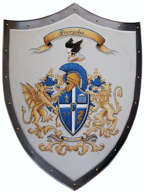 Coat of Arms Knight Shield, Custom Hand Painted Family Crest Coat of Arms Shield W. Shield ...