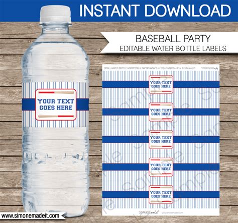 Baseball Party Water Bottle Labels | Birthday Party