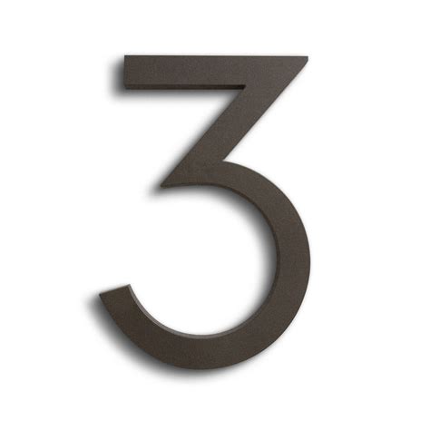 Modern House Number Bronze Color Aluminum Modern Font Number Three "3 ...