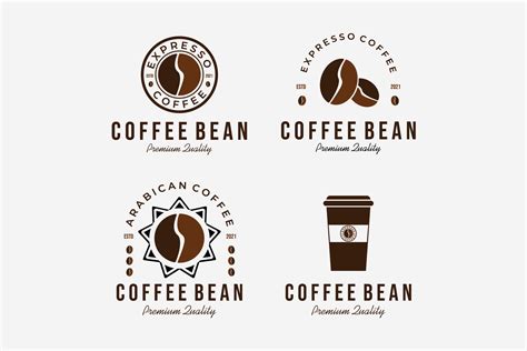 Set Bundle of Coffee Bean Logo Vintage Graphic by PyruosID · Creative Fabrica