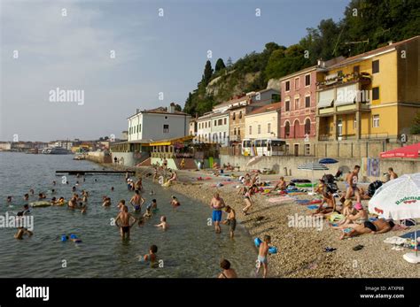 Piran, beach Stock Photo: 5357191 - Alamy