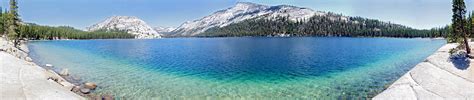 Panorama of Tenaya Lake: Tuolumne Meadows, Yosemite National Park ...