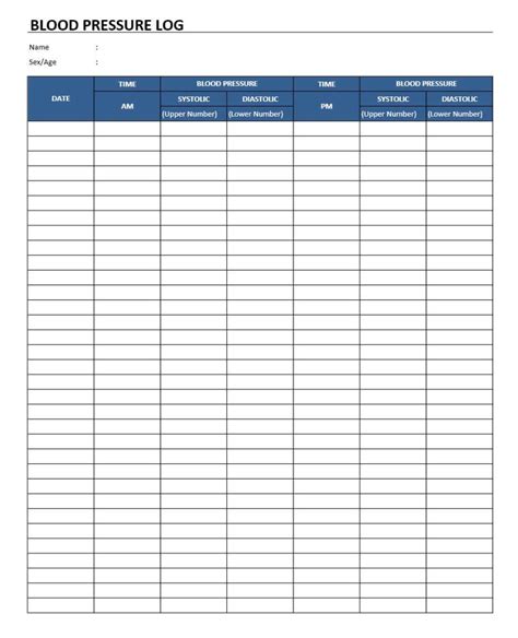 Blood Pressure Log Template » EXCELTEMPLATES.org