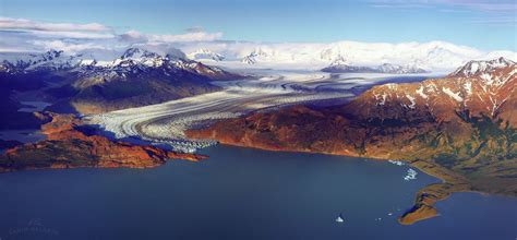 Viedma Glacier. Aerial pano - Lake Viedma and Glacier Viedma, Sants Cruz provice, Patagonia ...