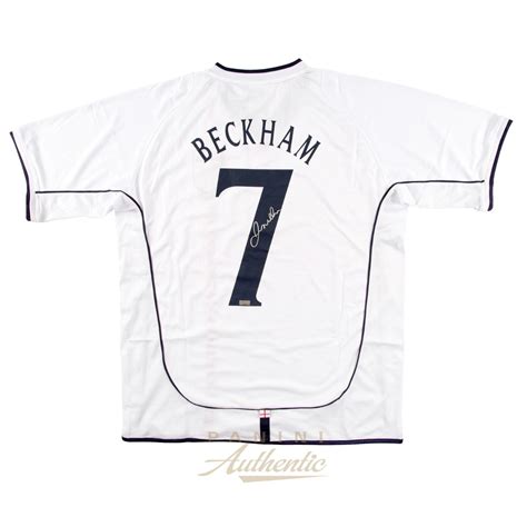 David Beckham Autographed #7 England 2002 Replica Home Jersey ~Open ...