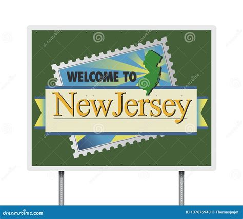 Welcome To New Jersey Road Sign Stock Vector - Illustration of message, trenton: 137676943