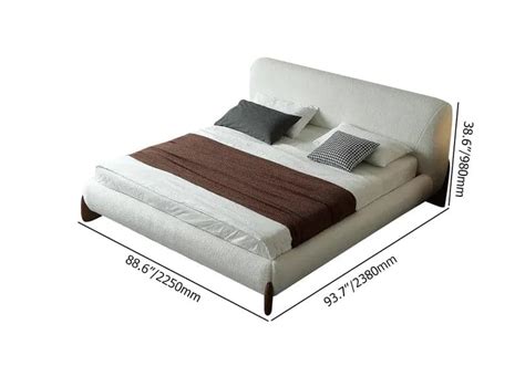 Modern White Boucle Platform Bed King Size Bed Frame with Upholstered – Furnifure.com