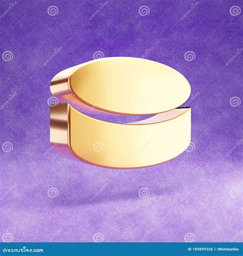 Hockey Puck Icon. Gold Glossy Hockey Puck Symbol Isolated on Violet Velvet Background Stock ...